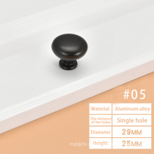 Matte Flat Black Cabinet Handle Closet door Hardware Round Mushroom Knob 1-1/8" Diameter
